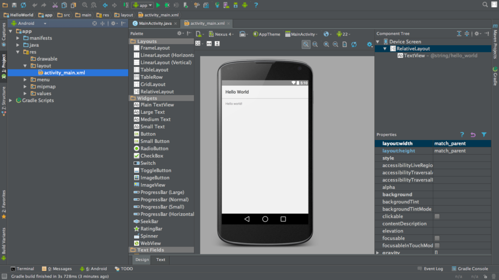 An example android studio page, as was used for building Freedoom for Android